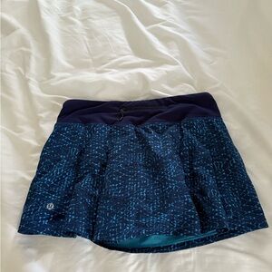 Lululemon Blue Pattern Mini Logo Skirt Short Skort Athletic Gym Tennis